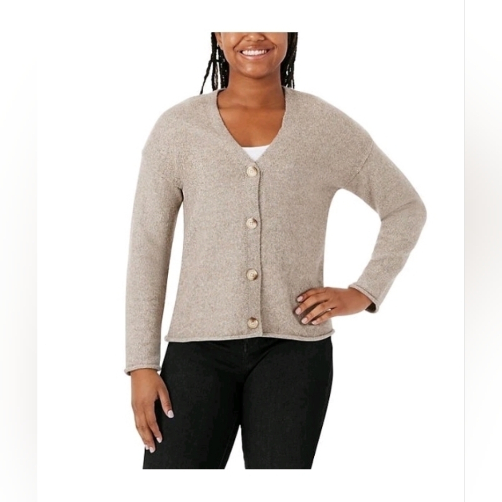 Member's Mark Women's Button Closure Rolled Hem V-Neck Cardigan
